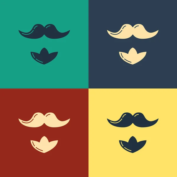 Färg mustasch och skägg ikon isolerad på färg bakgrund. Barbershop symbol. Ansiktshår stil. Vintage stil ritning. Vektor illustration — Stock vektor