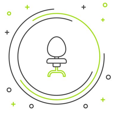 Siyah ve yeşil çizgi Office sandalye simgesi beyaz arka plan üzerinde izole. Renkli anahat konsepti. Vektör İllüstrasyonu