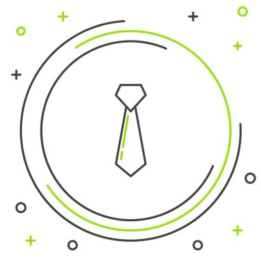 Siyah ve yeşil çizgi Kravat simgesi beyaz arka plan üzerinde izole. Kravat ve boyun bezi sembolü. Renkli anahat konsepti. Vektör İllüstrasyonu