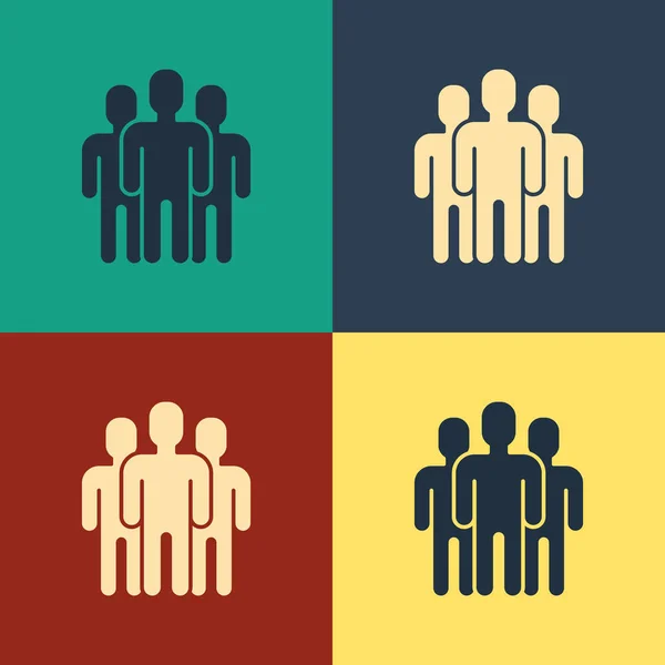 Renk Kullanıcıları grup simgesi renk arka planda yalıtılmış. Kişi grubu simgesi. İş avatarı simgesi kullanıcı profili simgesi. Vintage tarzı çizim. Vektör İllüstrasyonu — Stok Vektör