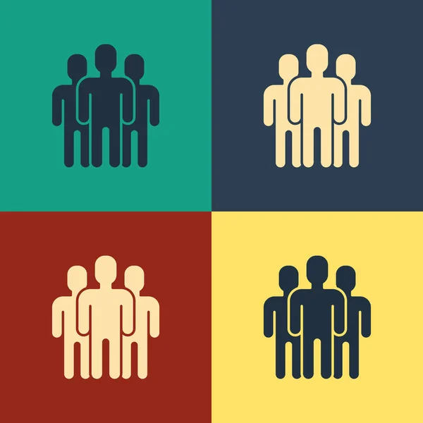 Icône de groupe Utilisateurs de couleur isolée sur fond couleur. Icône Groupe de personnes. Business avatar symbole utilisateurs icône de profil. Dessin style vintage. Illustration vectorielle — Image vectorielle