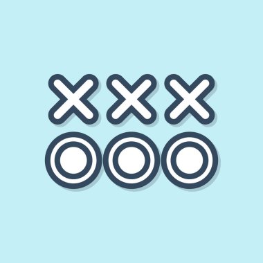 Mavi çizgi Planlama strateji kavram simgesi mavi arka plan üzerinde izole. Futbol veya Amerikan futbol kupası oluşumu ve taktiği. Vektör İllüstrasyonu