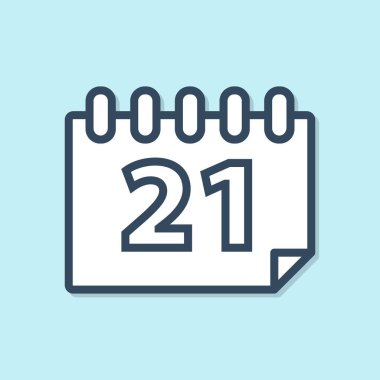 Mavi arka planda yalıtılmış mavi çizgi Takvim simgesi. Olay hatırlatıcı sembolü. Vektör İllüstrasyonu