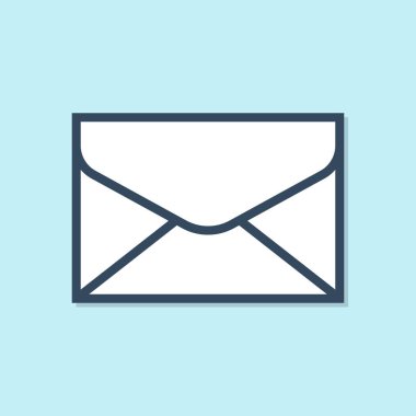 Mavi arka planda yalıtılmış Mavi çizgi Zarf simgesi. E-posta ileti mektubu simgesi. Vektör İllüstrasyonu