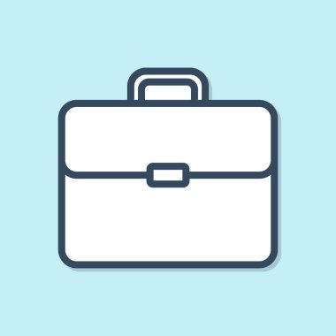 Mavi çizgi Evrak Çantası simgesi mavi arka plan üzerinde yalıtılmış. İş davası işareti. İş portföyü. Vektör İllüstrasyonu