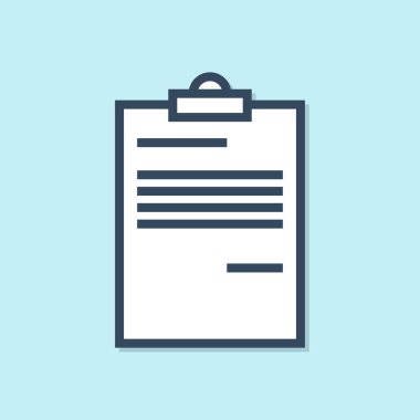 Mavi çizgi Belge simgesi mavi arka planda yalıtılmış. Dosya simgesi. Denetim listesi simgesi. İş konsepti. Vektör İllüstrasyonu