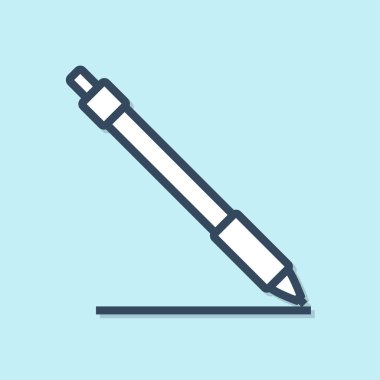 Mavi arka planda yalıtılmış mavi çizgi Kalem çizgi simgesi. Vektör İllüstrasyonu