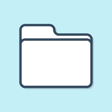 Mavi çizgi Belge klasör simgesi mavi arka planda yalıtılmış. Muhasebe bağlayıcı sembolü. Muhasebe yönetimi. Vektör İllüstrasyonu