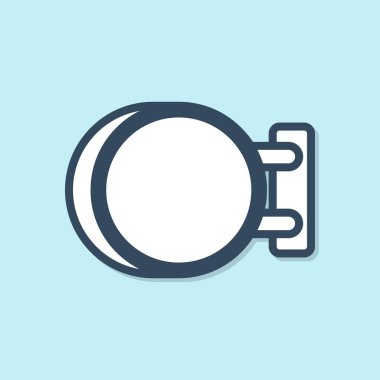 Mavi çizgi Tabela asılı simgesi mavi arka plan üzerinde izole. Reklam bar, kafe, pub, restoran için uygundur. Vektör İllüstrasyonu