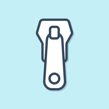 Mavi arka planda yalıtılmış mavi çizgi Fermuar simgesi. Vektör İllüstrasyonu