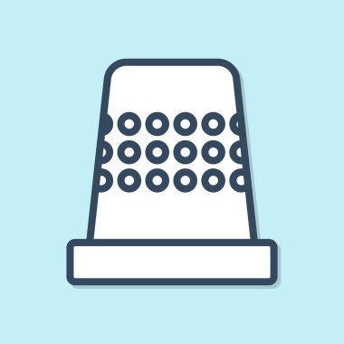 Mavi arka plan üzerinde izole dikiş simgesi için Mavi çizgi Thimble. Vektör İllüstrasyonu