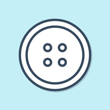 Mavi arka planda izole giysi simgesi için Mavi çizgi Dikiş düğmesi. Giyim düğmesi. Vektör İllüstrasyonu