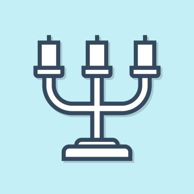 Mavi arka planda yalıtılmış mavi çizgi Mum çubuğu simgesi. Vektör İllüstrasyonu