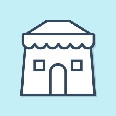 Mavi çizgi Circus çadır simgesi mavi arka plan üzerinde izole. Karnaval kamp çadırı. Lunapark. Vektör İllüstrasyonu