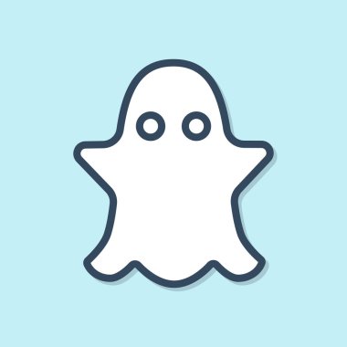 Mavi arka planda yalıtılmış mavi çizgi Ghost simgesi. Vektör İllüstrasyonu