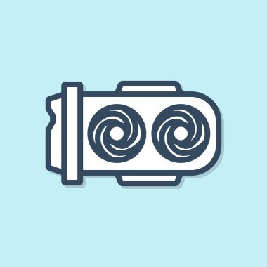 Mavi çizgi Madencilik çiftlik simgesi mavi arka plan üzerinde izole. Kripto para madenciliği, blockchain teknolojisi, dijital para piyasası, kripto para cüzdanı. Vektör İllüstrasyonu