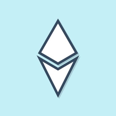 Mavi çizgi Cryptocurrency sikke Ethereum Eth simgesi mavi arka plan üzerinde izole. Altcoin sembolü. Blockchain tabanlı güvenli kripto para birimi. Vektör İllüstrasyonu