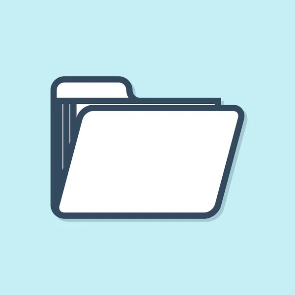 Niebieska linia ikona folderu dokumentu izolowana na niebieskim tle. Symbol spinacza księgowego. Zarządzanie Księgowość. Ilustracja wektorowa — Wektor stockowy