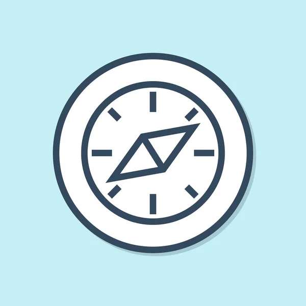 Blå linje Kompass ikon isolerad på blå bakgrund. Windrose navigeringssymbol. Vindrosa tecken. Vektor Illustration — Stock vektor
