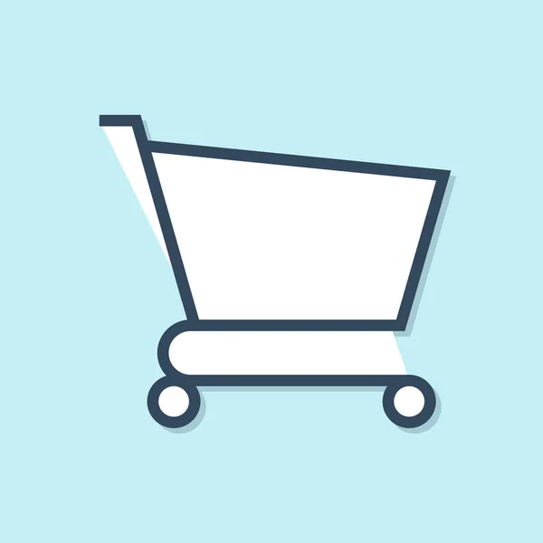 Modrá čára Nákupní košík ikona izolované na modrém pozadí. Online nákupní koncept. Podpis doručovací služby. Symbol supermarketu. Vektorová ilustrace — Stockový vektor