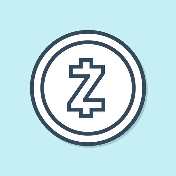 Синя лінія Криптовалюта монета Zcash ZEC значок ізольовані на синьому фоні. Цифрова валюта. Символ Altcoin. Блокчейн заснований на безпечній криптовалюті. Векторна ілюстрація — стоковий вектор