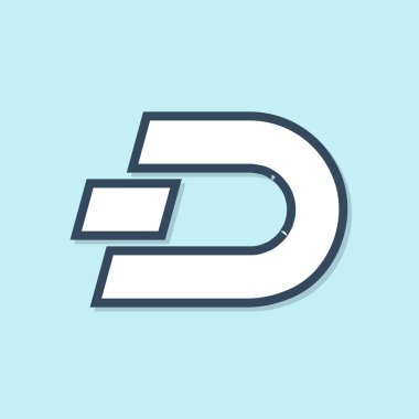 Mavi çizgi Cryptocurrency sikke Dash simgesi mavi arka planda yalıtılmış. Dijital para birimi. Altcoin sembolü. Blockchain tabanlı güvenli kripto para birimi. Vektör İllüstrasyonu