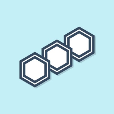 Mavi çizgi Petek simgesi mavi arka plan üzerinde izole. Bal hücreleri sembolü. Tatlı doğal yemekler. Vektör İllüstrasyonu