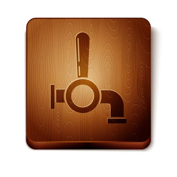 Cerveza marrón toque icono aislado sobre fondo blanco. Botón cuadrado de madera. Ilustración vectorial — Archivo Imágenes Vectoriales