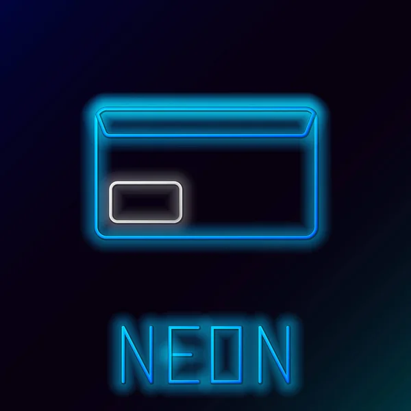 Μπλε φωτεινή γραμμή νέον εικονίδιο φακέλου σε μαύρο φόντο. Σύμβολο επιστολής μηνύματος ηλεκτρονικού ταχυδρομείου. Πολύχρωμη ιδέα περιγράμματος. Απεικόνιση διανυσματικών φορέων — Διανυσματικό Αρχείο