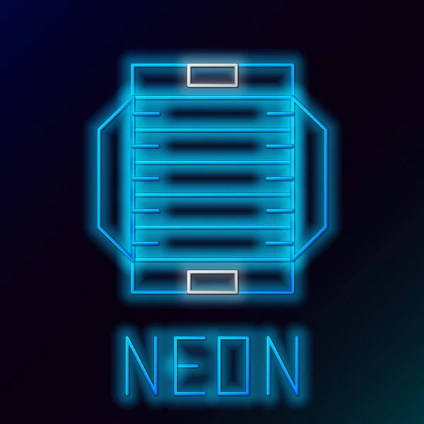 Blå glödande Neon linje amerikansk fotbollsplan ikon isolerad på svart bakgrund. Färgstarka dispositions konceptet. Vektor illustration — Stock vektor