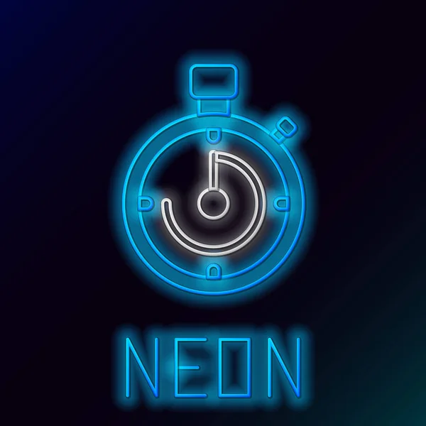 Blauw gloeiende neon line aktetas pictogram geïsoleerd op zwarte achtergrond. Business Case ondertekenen. Bedrijfs portefeuille. Kleurrijk overzichts concept. Vector illustratie — Stockvector