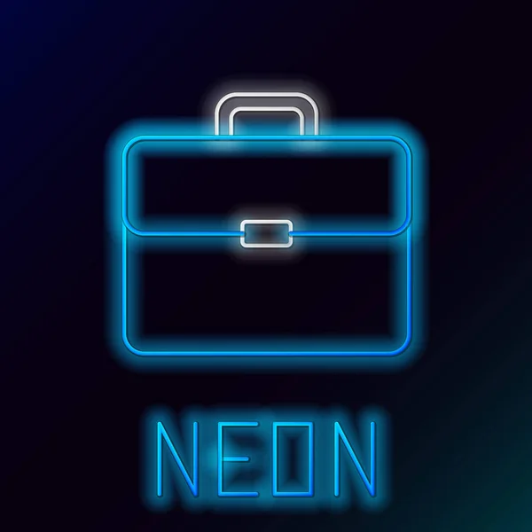 Blå glödande Neon linje portfölj ikon isolerad på svart bakgrund. Business Case-tecken. Affärs portföljen. Färgstarka dispositions konceptet. Vektor illustration — Stock vektor
