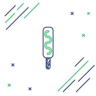 Mavi ve yeşil çizgi Dondurma simgesi beyaz arka plan üzerinde izole. Tatlı bir sembol. Renkli anahat konsepti. Vektör İllüstrasyonu