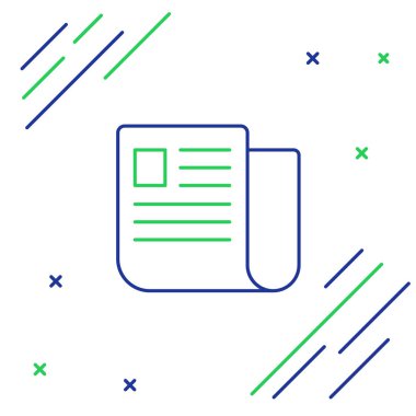 Mavi ve yeşil çizgi Beyaz arka planda yalıtılmış dosya belge simgesi. Denetim listesi simgesi. İş konsepti. Renkli anahat konsepti. Vektör İllüstrasyonu