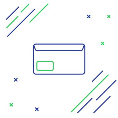 Mavi ve yeşil çizgi Beyaz arka plan üzerinde Zarf simgesi. E-posta ileti mektubu simgesi. Renkli anahat konsepti. Vektör İllüstrasyonu