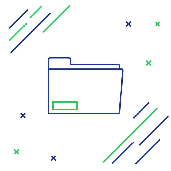 Μπλε και πράσινη γραμμή εικονίδιο φακέλου έγγραφο απομονώνεται σε λευκό φόντο. Σύμβολο λογιστικού ντοσιέ. Διαχείριση λογιστικών βιβλίων. Πολύχρωμη ιδέα περιγράμματος. Απεικόνιση διανυσματικών φορέων — Διανυσματικό Αρχείο