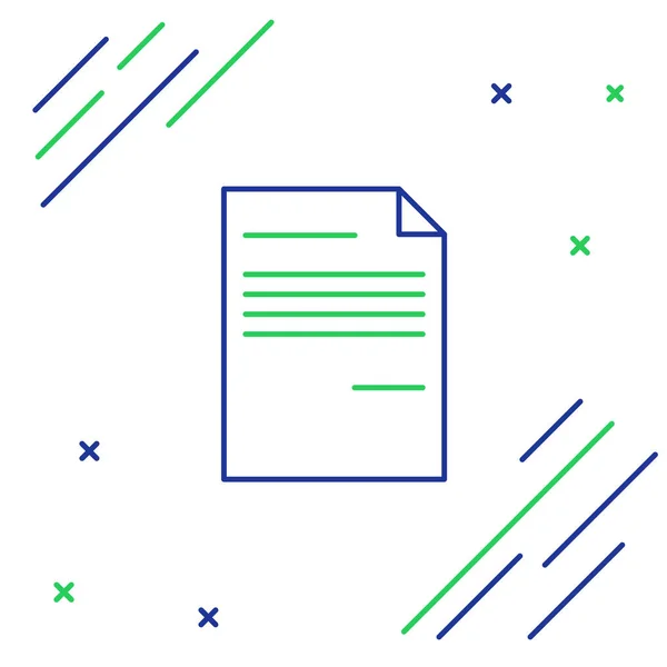 Μπλε και πράσινη γραμμή εικονίδιο εγγράφου απομονώνεται σε λευκό φόντο. Εικονίδιο αρχείου. Εικονίδιο λίστας ελέγχου. Επιχειρηματική ιδέα. Πολύχρωμη ιδέα περιγράμματος. Απεικόνιση διανυσματικών φορέων — Διανυσματικό Αρχείο
