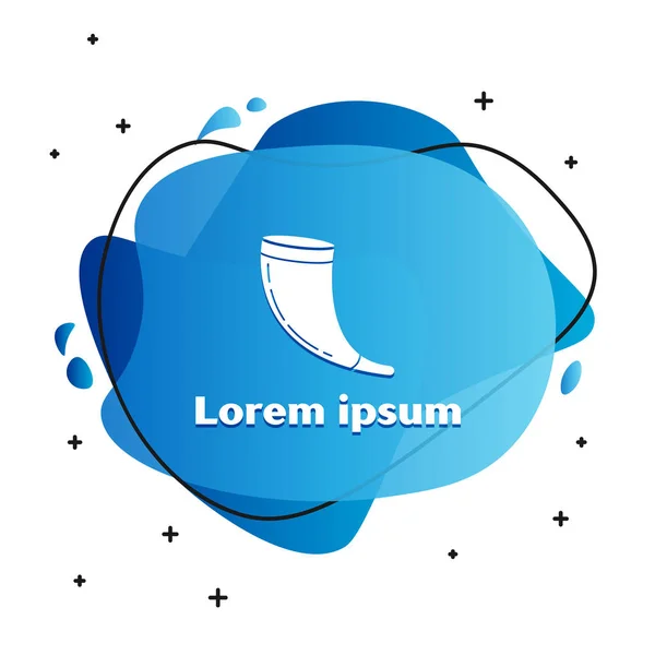 Beyaz Geleneksel koç boynuzu, beyaz arka plan üzerinde izole shofar simgesi. Rosh hashanah, Yahudi Yeni Yıl tatili geleneksel sembolü. Sıvı şekilli soyut afiş. Vektör İllüstrasyonu
