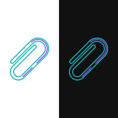 Yeşil ve mor çizgi Beyaz ve siyah arka planda yalıtılmış ataş simgesi. Vektör İllüstrasyonu