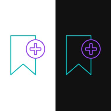 Yeşil ve mor çizgi Yer Ii simgesi beyaz ve siyah arka planda izole. Konsepte ekle. Vektör İllüstrasyonu