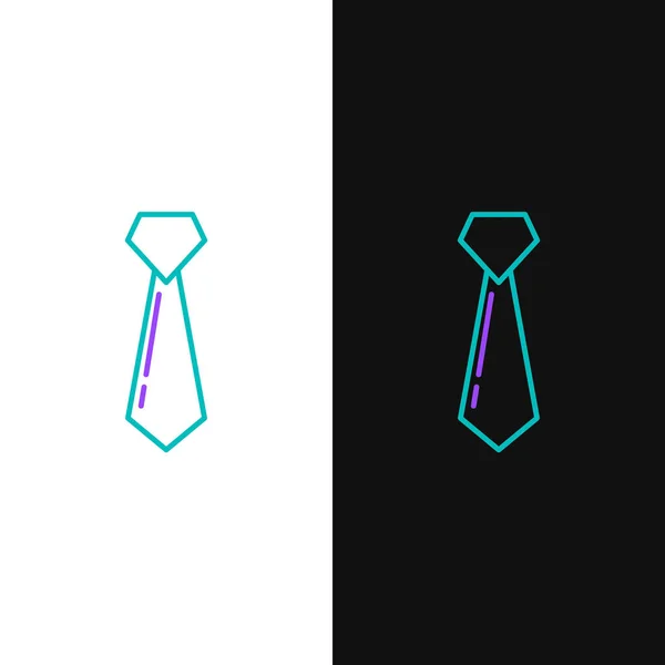 Linha verde e roxa Ícone de gravata isolado no fundo branco e preto. Decote e colar símbolo. Ilustração vetorial —  Vetores de Stock
