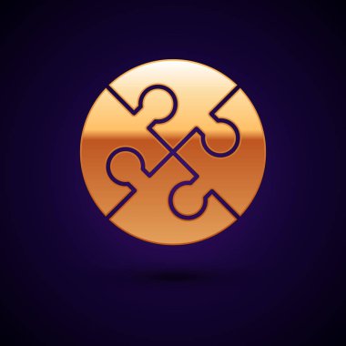 Koyu mavi arka plan üzerinde izole bulmaca simgesi Altın Piece. İş, pazarlama, finans, şablon, düzen, infographics, internet kavramı. Vektör İllüstrasyonu