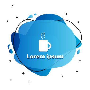 Beyaz kahve fincan ı simgesi beyaz arka planda yalıtılmış. Çay bardağı. Sıcak içecek kahve. Sıvı şekilli soyut afiş. Vektör İllüstrasyonu