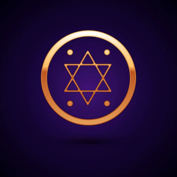 Gold Jewish coin icon isolated on dark blue background. Currency symbol. Vector Illustration — Stock Vector