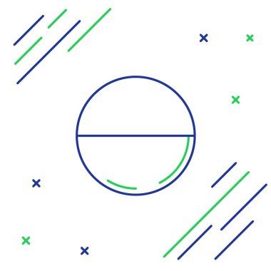 Mavi ve yeşil çizgi Tıp hapı veya tablet simgesi beyaz arka plan üzerinde izole. Kapsül hapı ve ilaç işareti. Eczane tasarımı. Renkli anahat konsepti. Vektör İllüstrasyonu