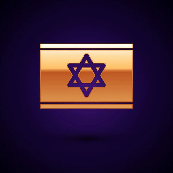 Gold Flag of Israel icon isolated on dark blue background. National patriotic symbol. Vector Illustration — Stock Vector