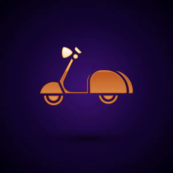 Gold Scooter icon isolated on dark blue background. Vector Illustration — Stock Vector