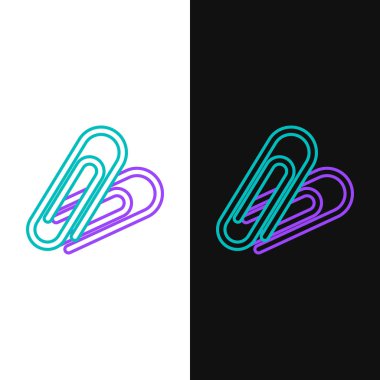 Yeşil ve mor çizgi Beyaz ve siyah arka planda yalıtılmış ataş simgesi. Vektör İllüstrasyonu