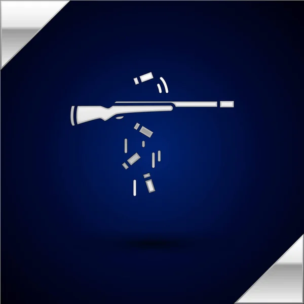 Silver Gun shooting icon isolated on dark blue background. Vector Illustration — Stock Vector