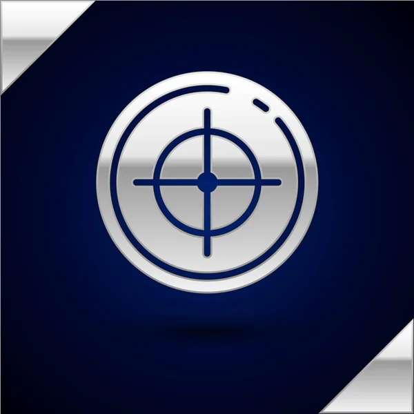 Silver Target sport for shooting competition icon isolated on dark blue background. Clean target with numbers for shooting range or shooting. Vector Illustration — Stock Vector